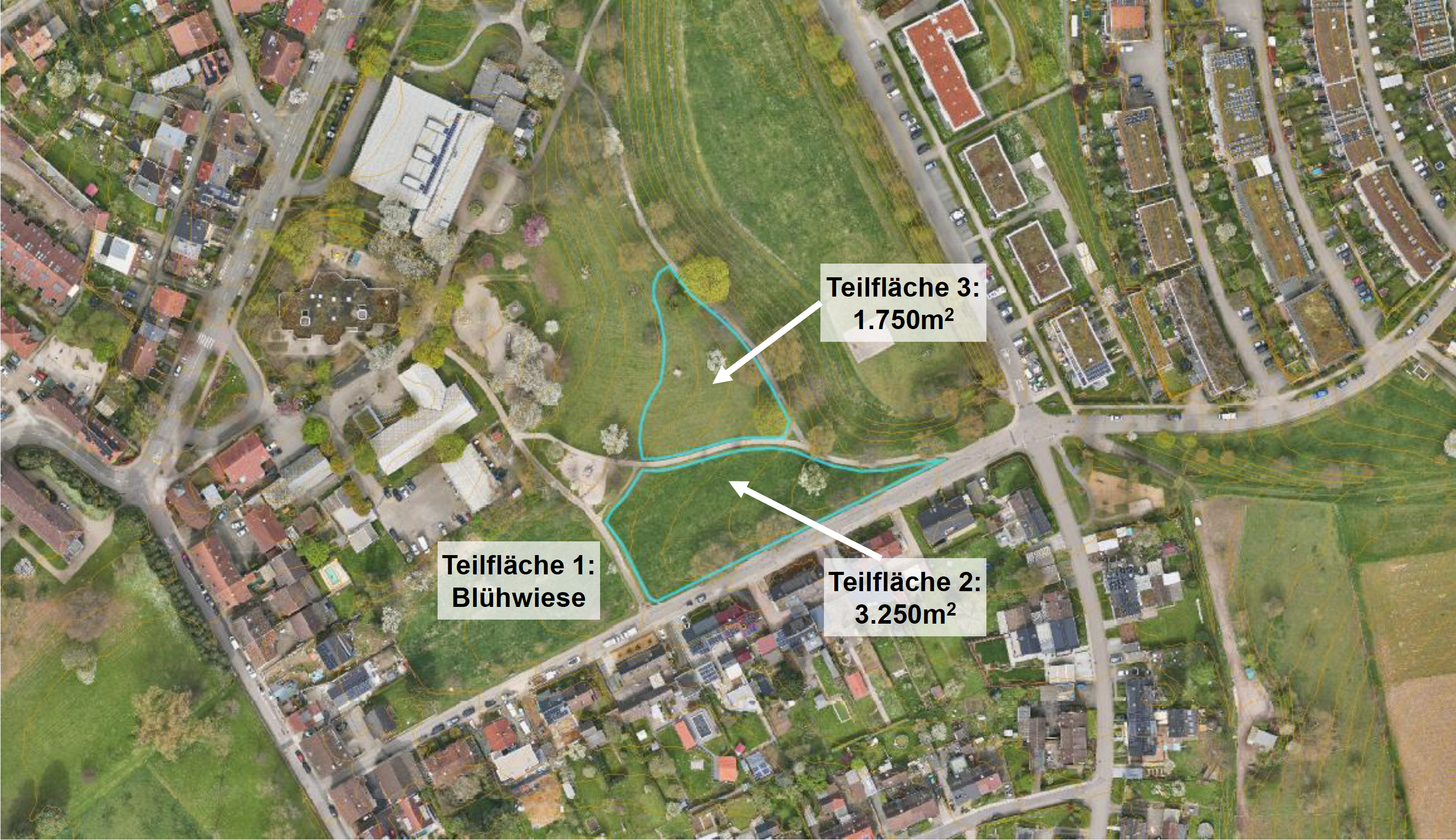 Karte der Teilflächen 1 und 2 im Lustgarten Hohenwettersbach